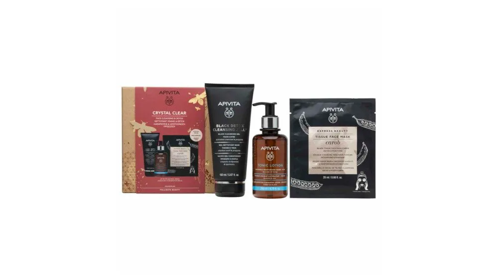 Apivita Set Black Detox Cleansing Gel 150ml & Tonic Lotion & Tissue Face Mask