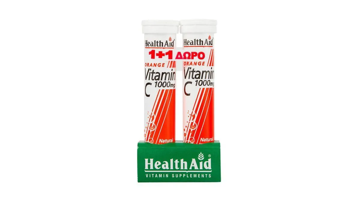 Health Aid Vit C 1000mg Πoρτoκάλι 20 Eff.tabs 1+1