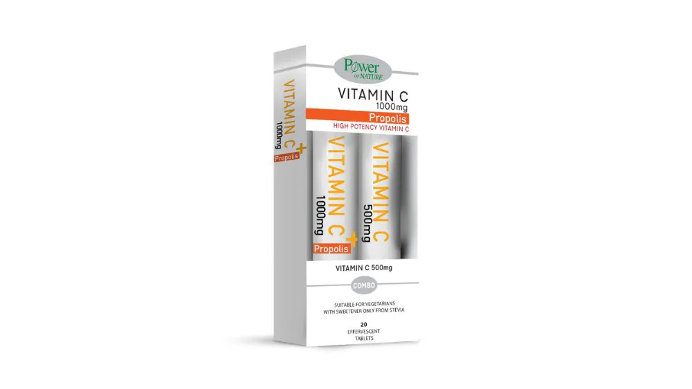 Power of Nature Vitamin C 1000mg+Propolis 20Tabs & Vitamic C 500mg 20Tabs