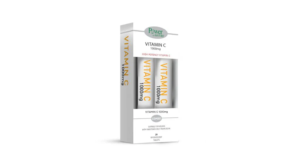 Power of Nature Vitamin C 1000mg Stevia 20Eff.tabs 1+1 Δώρο