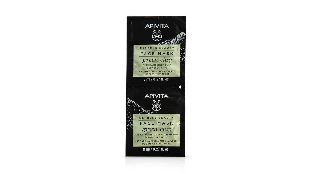 Apivita Express Beauty Face Mask Green Clay Μάσκα για Βαθύ Καθαρισμό Προσώπου με Πράσινη Άργιλο 2x8 ml