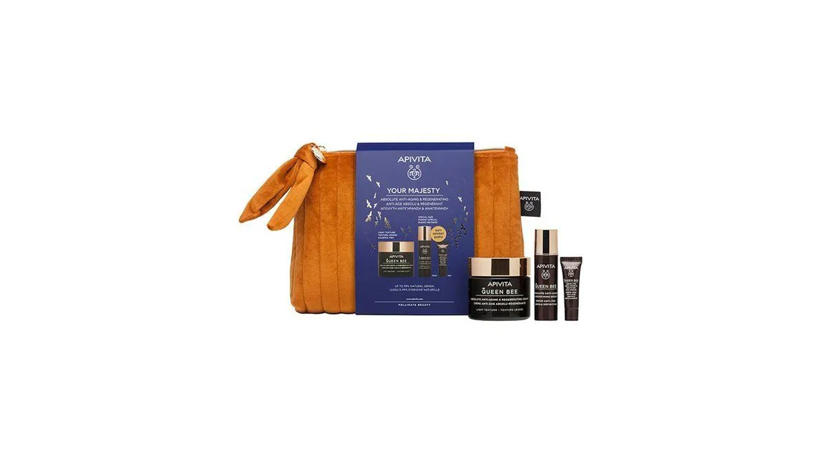 Apivita Promo Pack Your Majesty Queen Bee Κρέμα Απόλυτης Αντιγήρανσης & Αναγέννησης (Ελαφριά Υφή) 50 ml με Δώρο Ορός 10 ml & Κρέμα Ματιών 2 ml