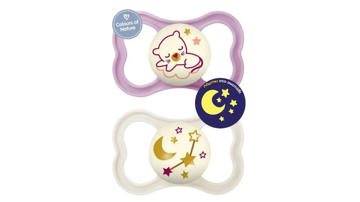 Mam Πιπίλα Air Night 16m+ (σιλικόνη) x2 Girl
