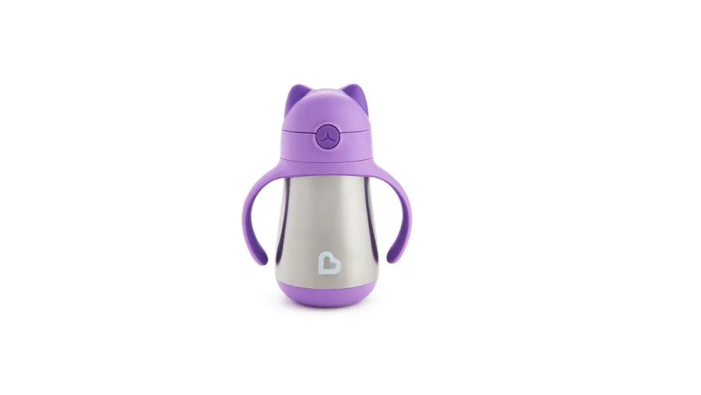 Munchkin Cool Cat Stainless Straw Cup Purple 18 + μηνων
