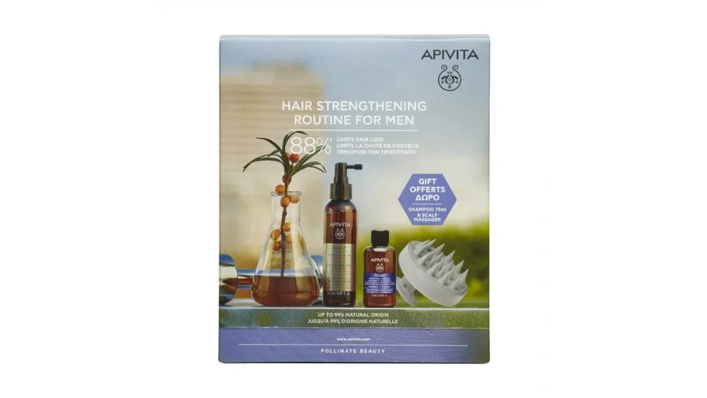 Apivita Set Hair Strenghtening Routine For Men