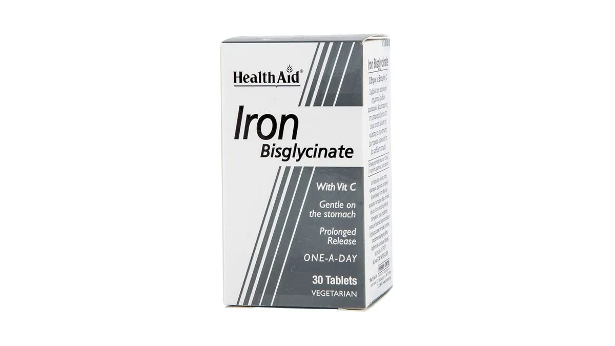 Health Aid Iron Bisglycinate with Vit C 30tabs