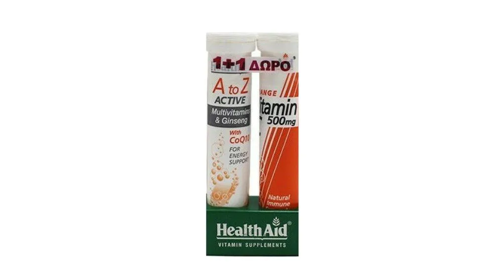 Health Aid Α to Ζ Αctive Πολυβιτ. Ginseng & Q10 20Eff.tabs&Δώρο Vit C 1000 20Eff.tabs