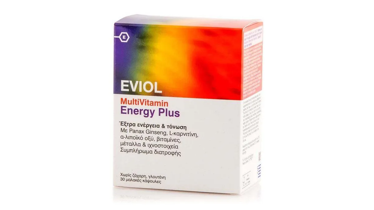 Eviol MultiVitamin Energy Plus Συμπλήρωμα Διατροφής για την Παραγωγή & Απελευθέρωση Ενέργειας στον Οργανισμό 30 caps