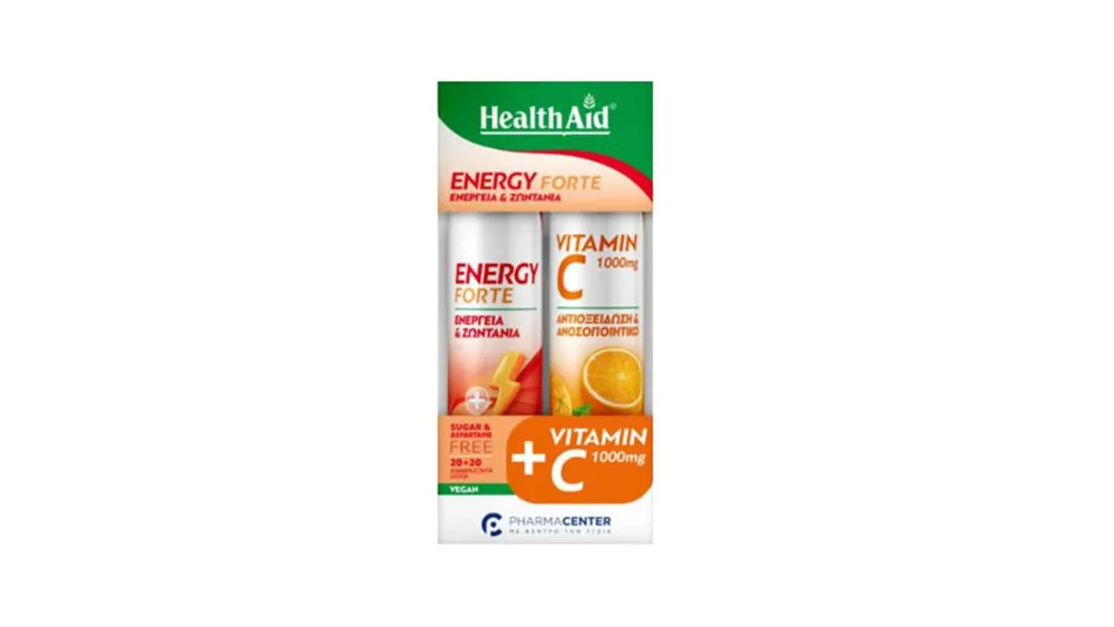 Health Aid Effev. Energy Forte + Vitamin C 1000mg 1+1 20+20 tabs