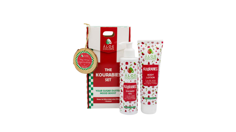 ALOE + COLORS SET KOURABIES SHOWER & BODY LOTION & ORNAMENT