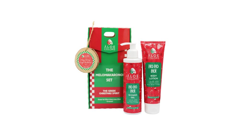 ALOE + COLORS SET MELOMAKARONO SHOWER GEL & BODY LOTION & ORNAMENT