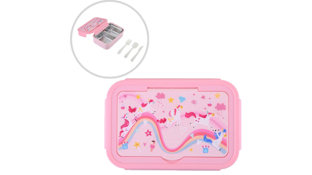 Estia Φαγητοδοχείο Ανοξείδωτο Με 2 Χωρίσματα & Κουτάλι & Πιρούνι Rainbow Dreams