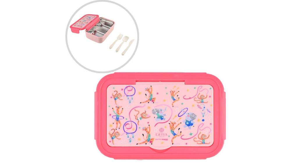 Estia Φαγητοδοχείο Ανοξείδωτο Με 2 Χωρίσματα & Κουτάλι & Πιρούνι Wild Stunts