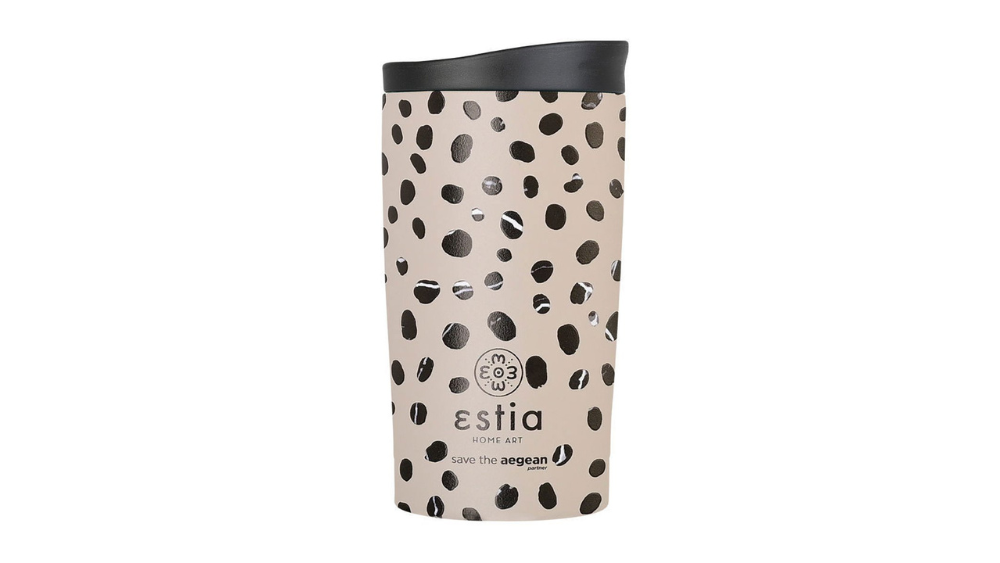 Estia Travel Mug 350ml Leopard Taupe