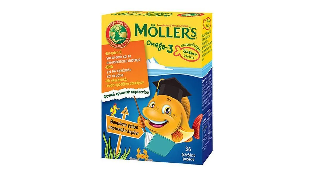Moller's Omega 3 Ψαράκια Πορτοκάλι 36 Ζελεδάκια